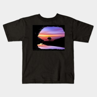 Purple Beach Cave Sunset Kids T-Shirt